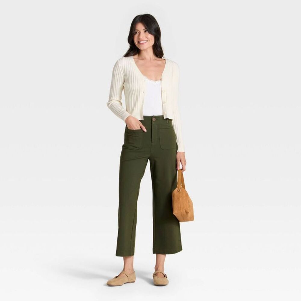 A New Day - Women's High-Rise Cropped Pants - A New Day Olive  Olive - Picture 3 of 3